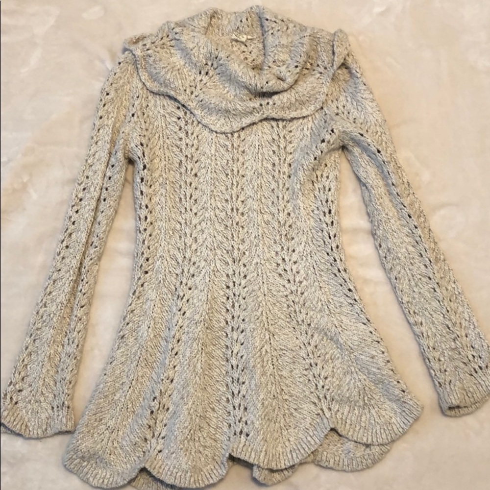 Cream and gold turtleneck sweater